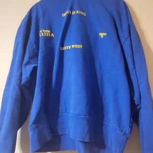 Blue Sweatshirt with Yellow Text